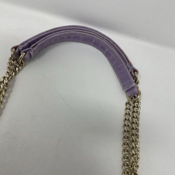 SANDRO Yza Bag Women Purple Quilted Shoulder Bag Distressed Canvas Chain Strap - Picture 7 of 16